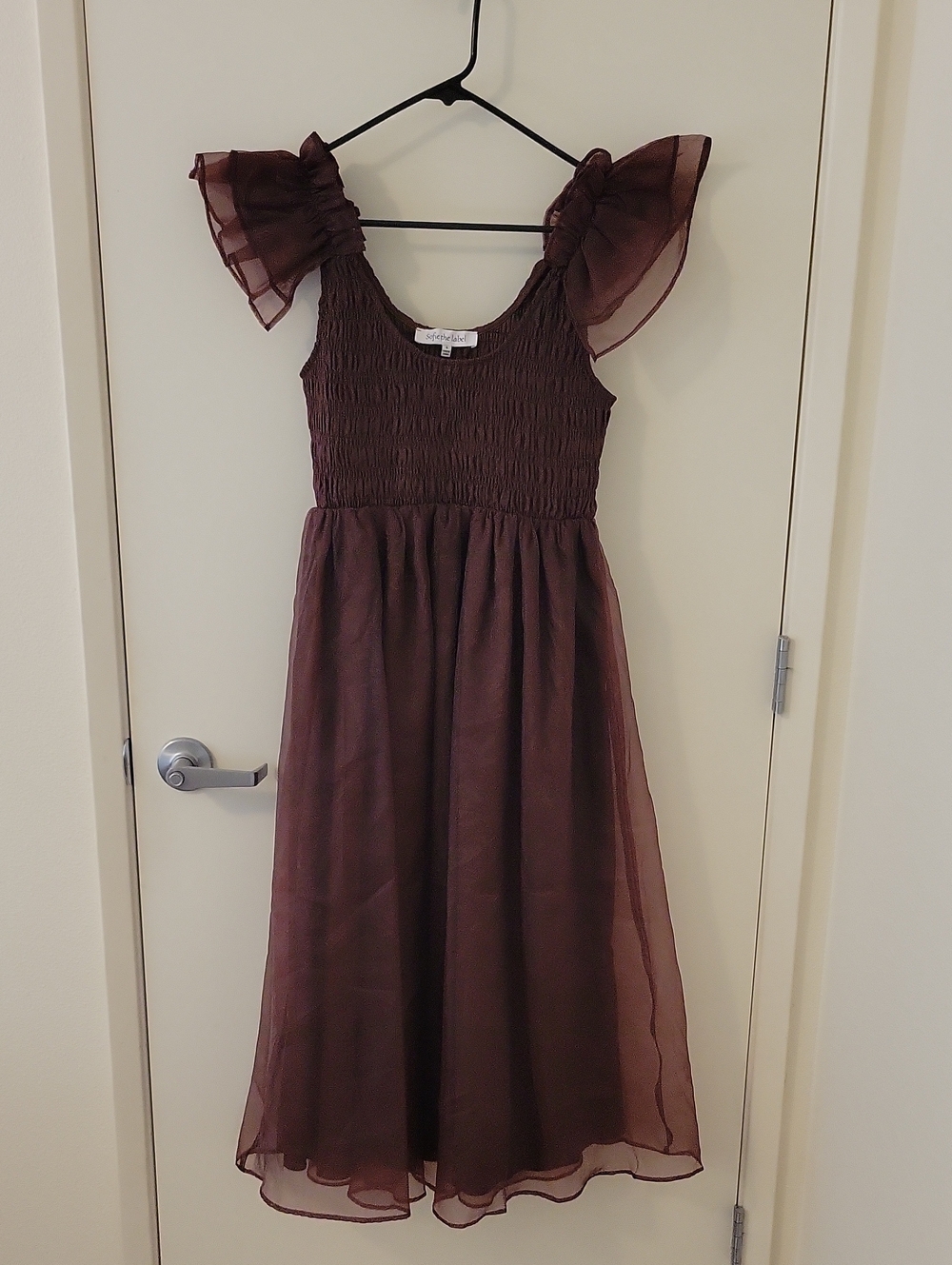 Sofie The Label Ruffled Brown Smocked Top Party Dress